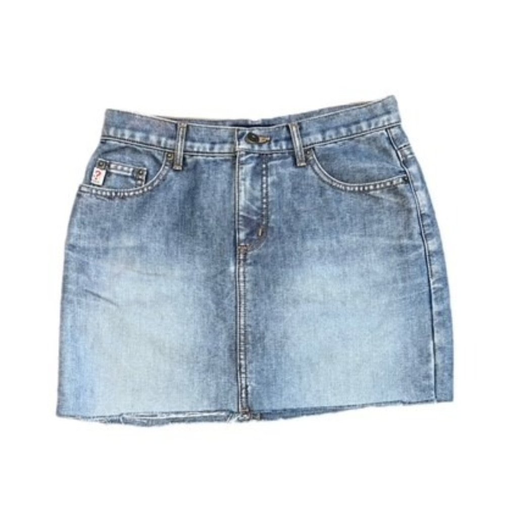 Guess Denim Skirt with Factory Distressed Hem